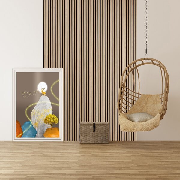Dřevěný akustický panel, 2400 x 600 mm, B2BP002, bříza