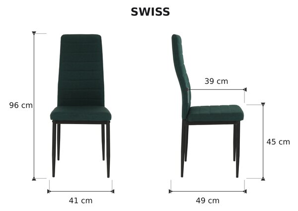 Jídelní židle SWISS - látka, smaragdová / černá