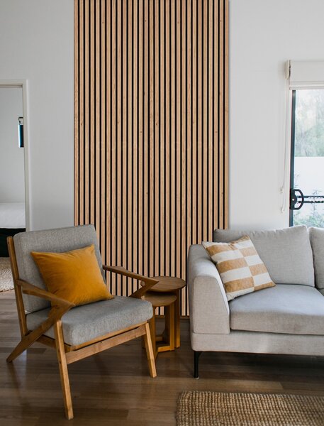 Dřevěný akustický panel, 2400 x 600 mm, B2BP002, bříza