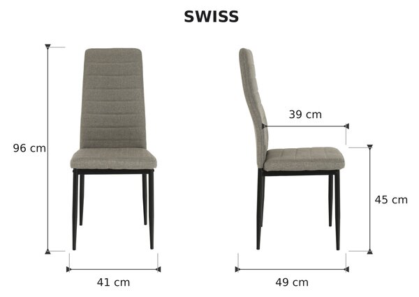 Jídelní židle SWISS - látka, hnědá / černá