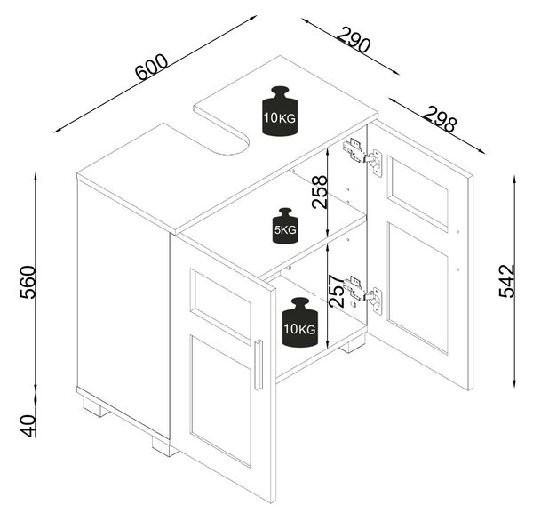 SKŘÍŇKA POD UMYVADLO, 60/60/29 cm MID.YOU - Koupelnové série, Online Only