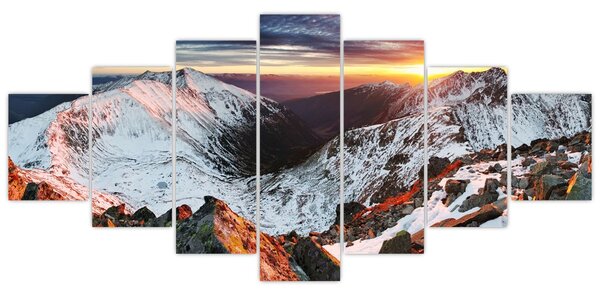 Obraz - Zimní horské panorama (210x100 cm)