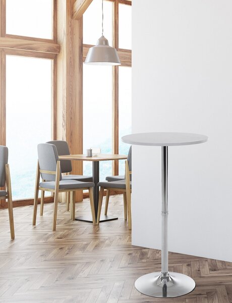 Barový stůl kulatý DS25199, rám bílý / chrom - v108 x Ø60 cm
