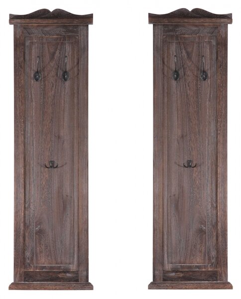 2x věšáková stěna s 3 věšáky 30351 - 109x28x3,5 cm, antik hnědá