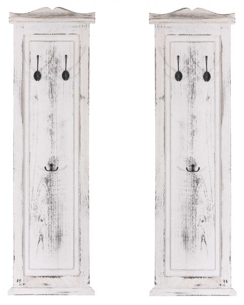 2x věšáková stěna s 3 věšáky 30443 - 109x28x3,5 cm, antik bílá