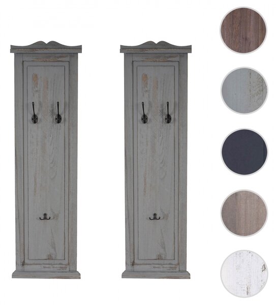 2x věšáková stěna s 3 věšáky 33040 - 109x28x3,5 cm, antik šedá