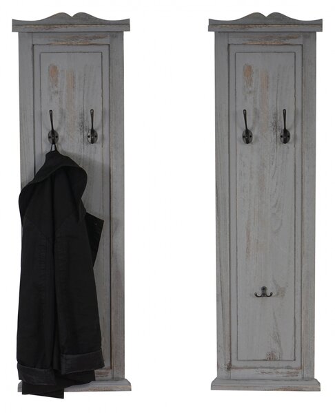 2x věšáková stěna s 3 věšáky 33040 - 109x28x3,5 cm, antik šedá