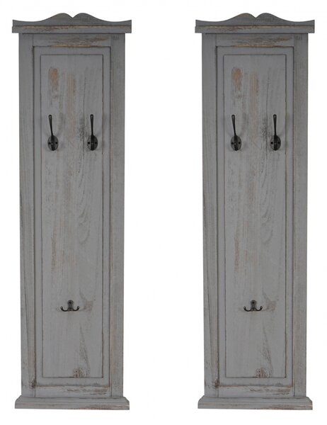 2x věšáková stěna s 3 věšáky 33040 - 109x28x3,5 cm, antik šedá