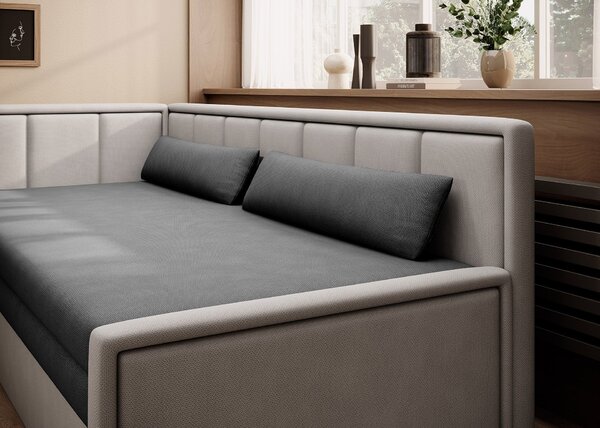 Rozkládací válenda s úložným prostorem 75x200 SLORA - tmavě šedá / světle šedá, levé provedení