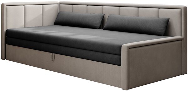 Rozkládací válenda s úložným prostorem 75x200 SLORA - tmavě šedá / světle šedá, levé provedení