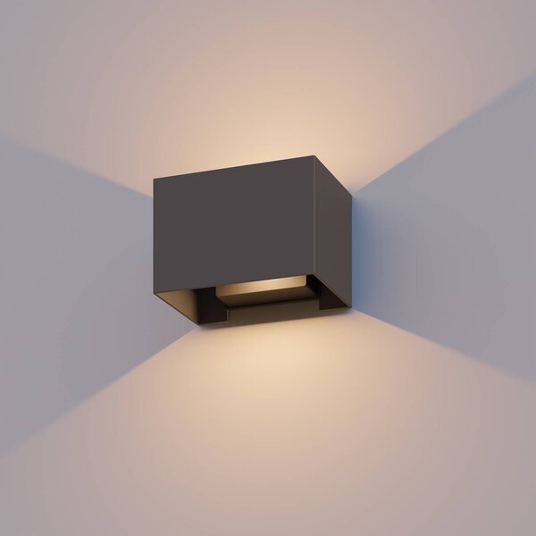 Calex Venkovní nástěnné svítidlo Rectangle up/down výška 10 cm antracitová, Hliník / šedá / zinek, Hliník, Moderní, Nástěnné svítidlo / světlem dolů