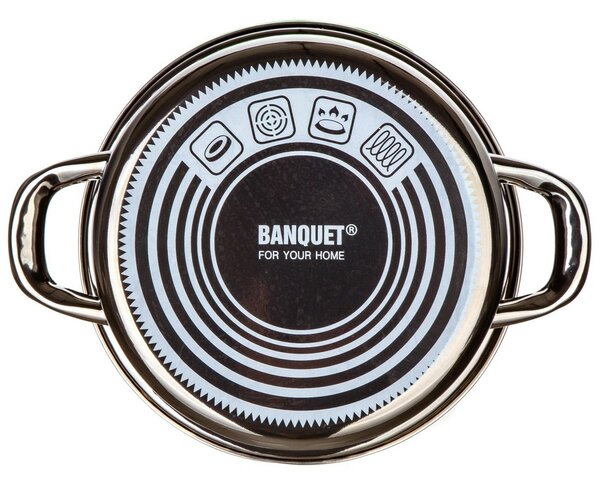 Banquet Hrnec smaltovaný METALLIC Black 20 cm, 2 l, s poklicí, 20 cm