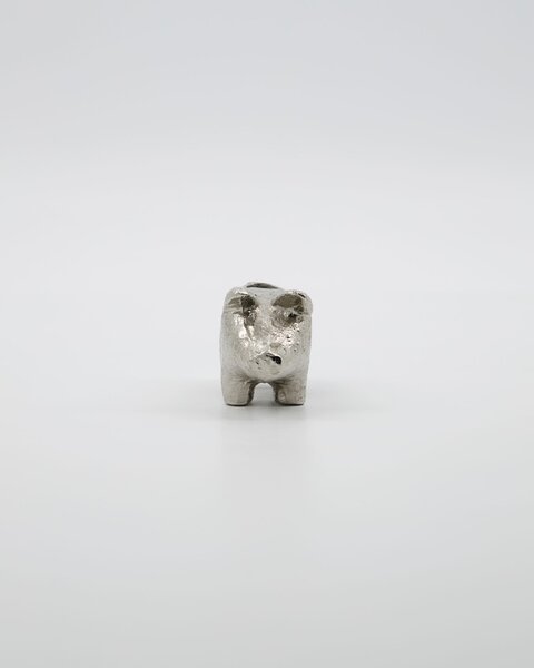Kovový svícen Pig Antique Silver