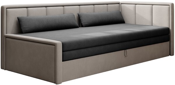 Rozkládací válenda s úložným prostorem 75x200 SLORA - tmavě šedá / světle šedá, pravé provedení