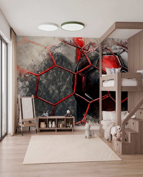 Fototapety Černo-červená koule, Fototapety dětské, Fototapety pro chlapce, u72803 : uwalls.cz
