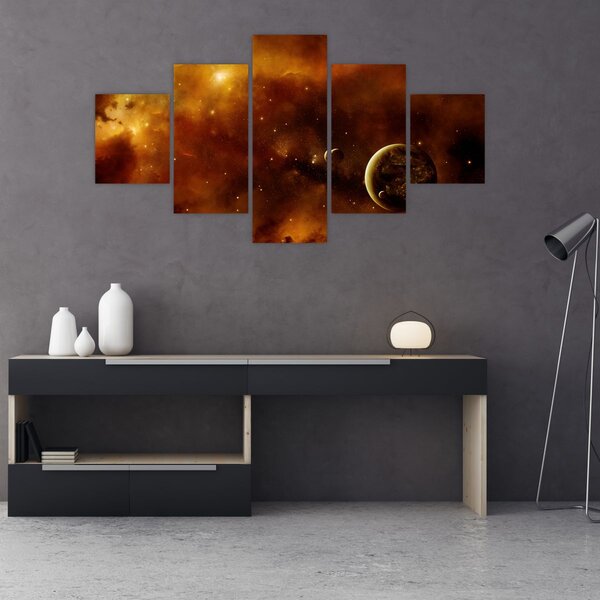 Obraz - Planety s mlhovinou (125x70 cm)