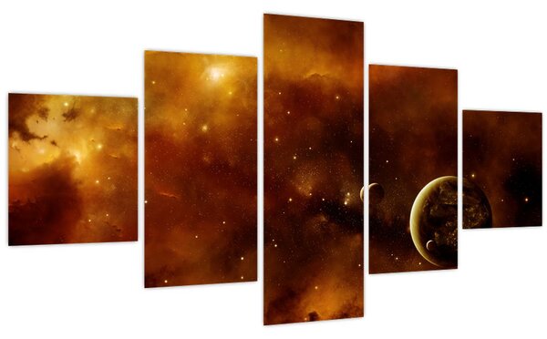 Obraz - Planety s mlhovinou (125x70 cm)