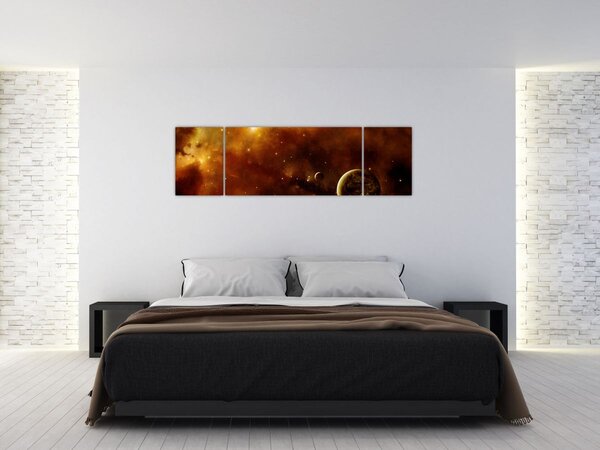 Obraz - Planety s mlhovinou (170x50 cm)