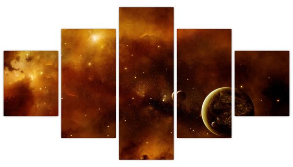 Obraz - Planety s mlhovinou (125x70 cm)