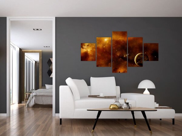 Obraz - Planety s mlhovinou (125x70 cm)
