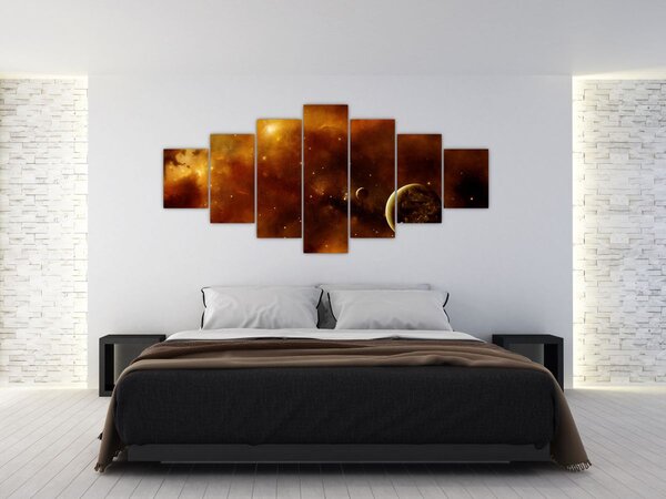 Obraz - Planety s mlhovinou (210x100 cm)