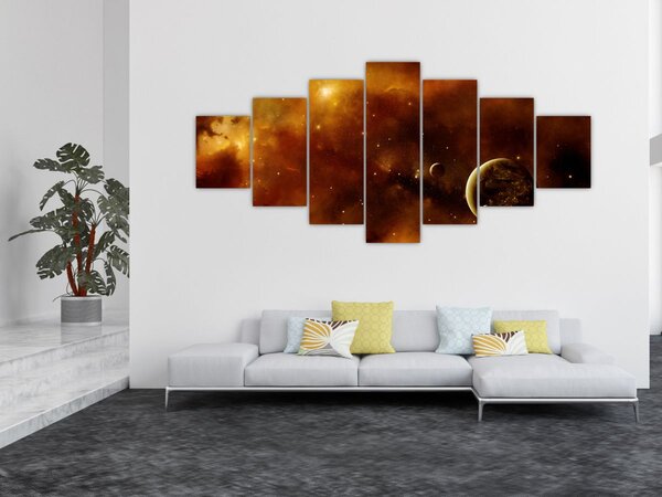 Obraz - Planety s mlhovinou (210x100 cm)