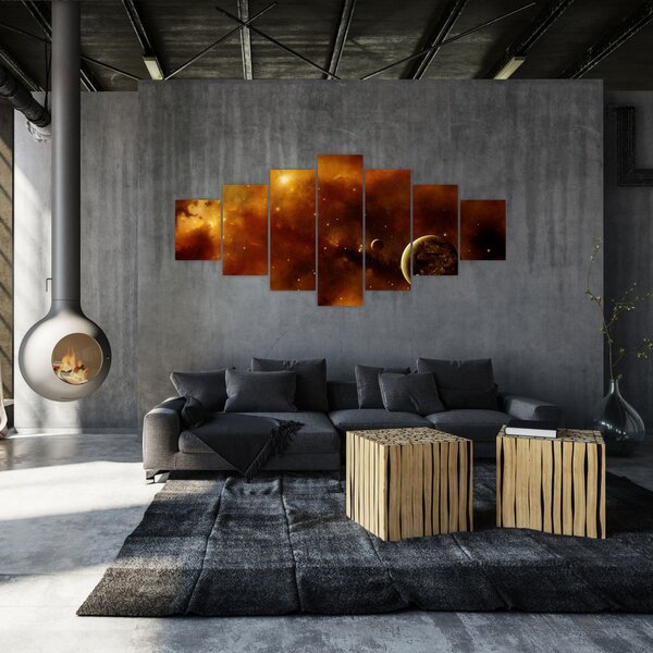 Obraz - Planety s mlhovinou (210x100 cm)