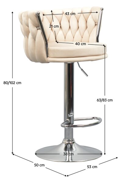 KONDELA Designová barová židle, béžová Velvet látka/chrom, BRIN