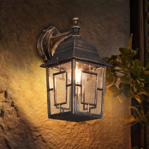 Trio Lighting Venkovní nástěnné svítidlo Volturno, spodní zásuvka, barva rezavá antická, stmívatelný, Hnědá / rez, Hliník, Starožitný