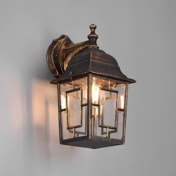 Trio Lighting Venkovní nástěnné svítidlo Volturno, spodní zásuvka, barva rezavá antická, stmívatelný, Hnědá / rez, Hliník, Starožitný