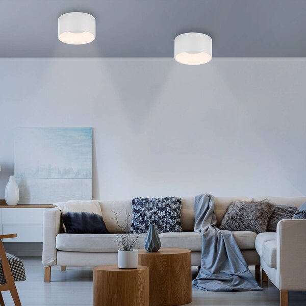 JUST LIGHT. GmbH Stropní LED svítidlo Tanika, bílé, Ø 16 cm, stmívatelné, stmívatelný, Bílá / opál, Obývací pokoj / jídelna, Keramika, Moderní