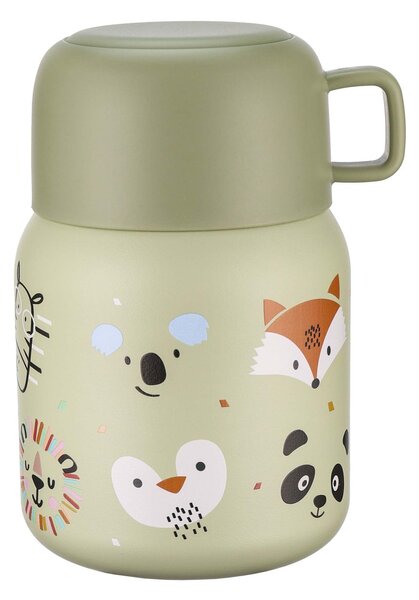 TERMOSKA NA JÍDLO 400ML ZELENÁ POTISK ZVÍŘÁTKO