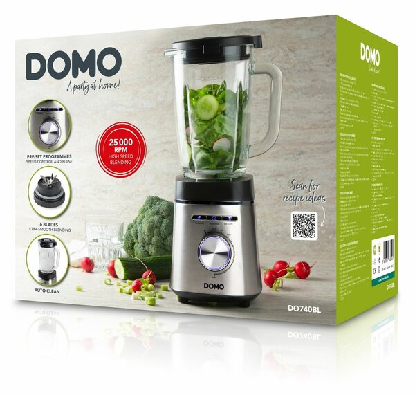 DOMO DO740BL stolní mixér se skleněnou nádobou