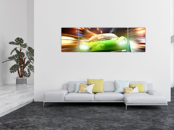 Obraz - Zelené závodní auto (170x50 cm)