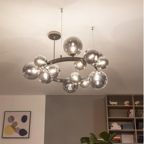 Brilagi - LED Lustr na lanku MILLA 15xG9/3W/230V černý chrom/kouřová