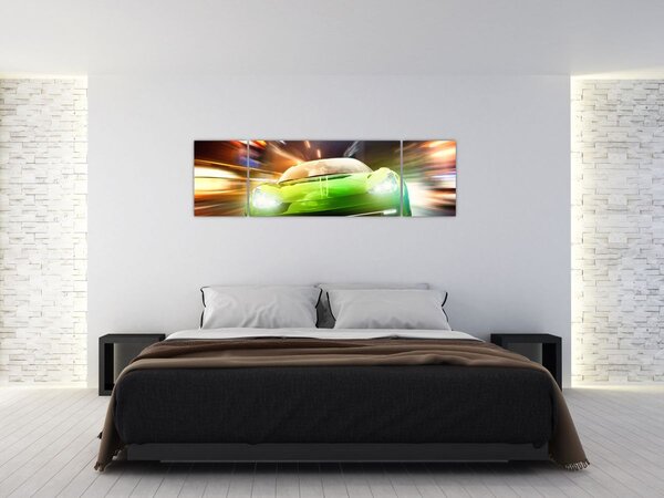 Obraz - Zelené závodní auto (170x50 cm)