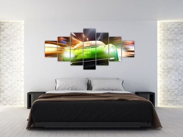 Obraz - Zelené závodní auto (210x100 cm)