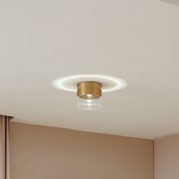 Lindby LED stropní svítidlo Dalila, zlatá barva, Ø 10 cm, hliník, Mosaz / zlato, Obývací pokoj / jídelna, Hliník, Moderní