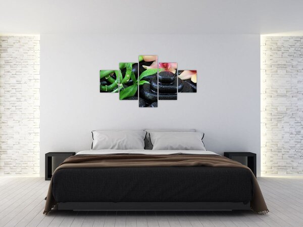 Obraz - Kameny a orchideje (125x70 cm)