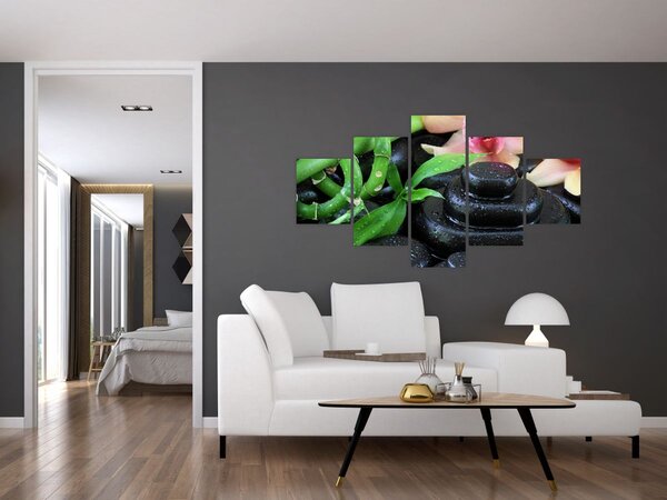 Obraz - Kameny a orchideje (125x70 cm)