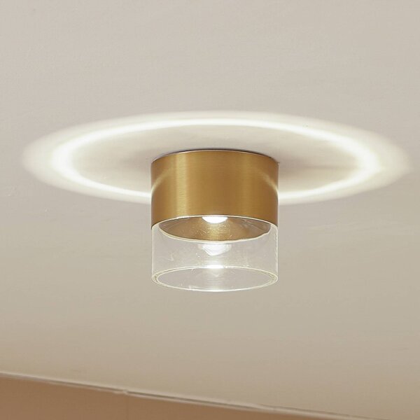 Lindby LED stropní svítidlo Dalila, zlatá barva, Ø 10 cm, hliník, Mosaz / zlato, Obývací pokoj / jídelna, Hliník, Moderní