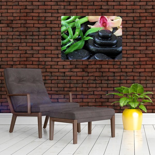 Obraz - Kameny a orchideje (70x50 cm)