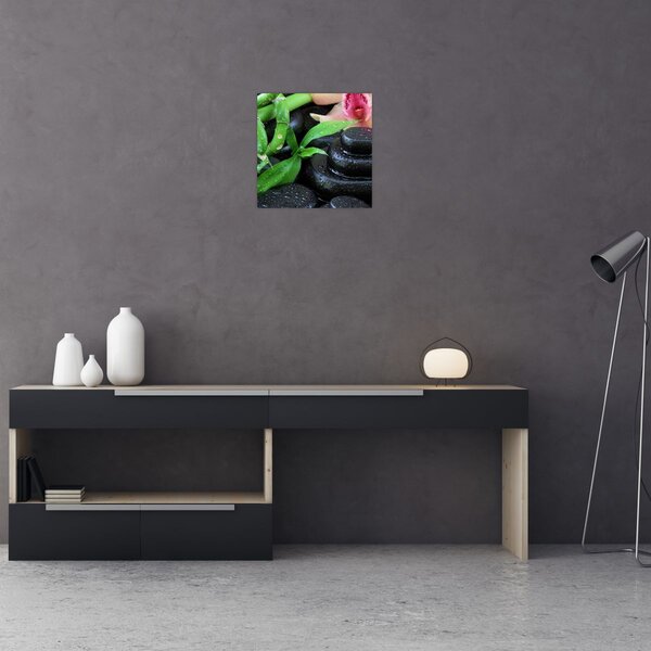Obraz - Kameny a orchideje (30x30 cm)