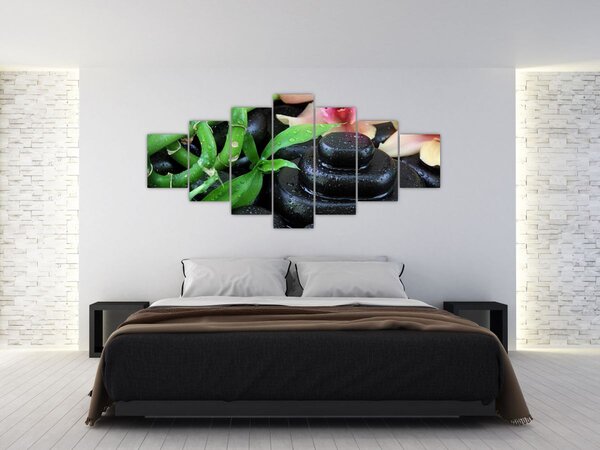 Obraz - Kameny a orchideje (210x100 cm)