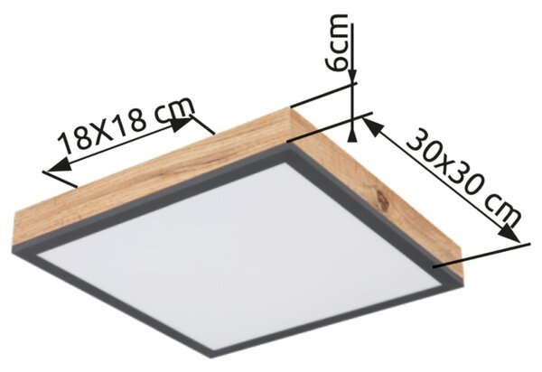 Stropní LED svítidlo DORO 3 grafitová/dřevo