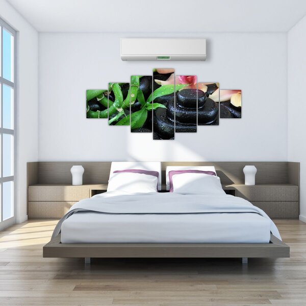 Obraz - Kameny a orchideje (210x100 cm)