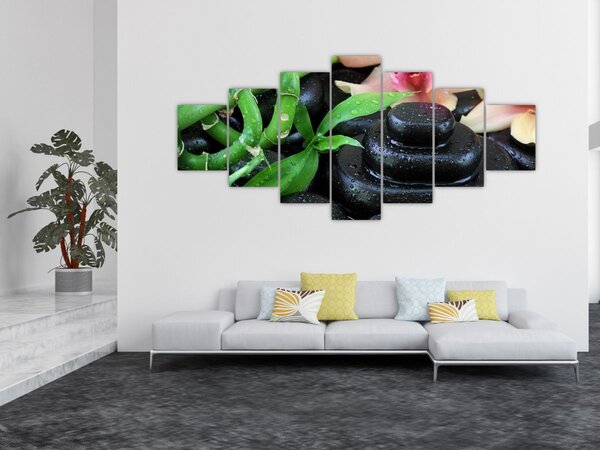 Obraz - Kameny a orchideje (210x100 cm)