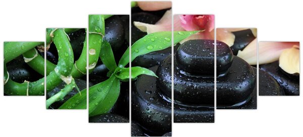 Obraz - Kameny a orchideje (210x100 cm)