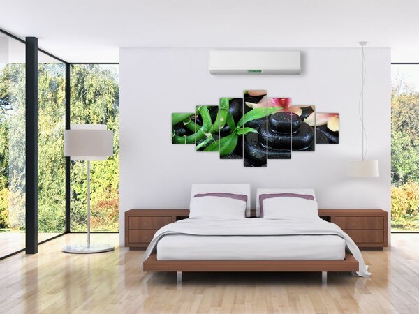 Obraz - Kameny a orchideje (210x100 cm)