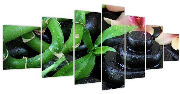 Obraz - Kameny a orchideje (210x100 cm)
